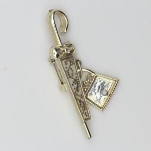 Vintage Umbrella & Handbag Brooch – Whimsical Gold-Tone Pin